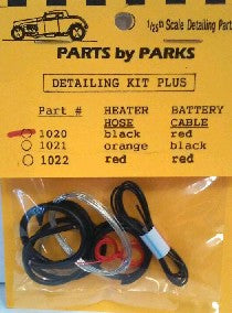 Parts By Parks 1020 1/24-1/25 Detail Set 1: Radiator Hose, Black Heater Hose, Red Battery Cable & Tinned Copper Wire for Brake/Fuel Lines & Carburetor Linkage