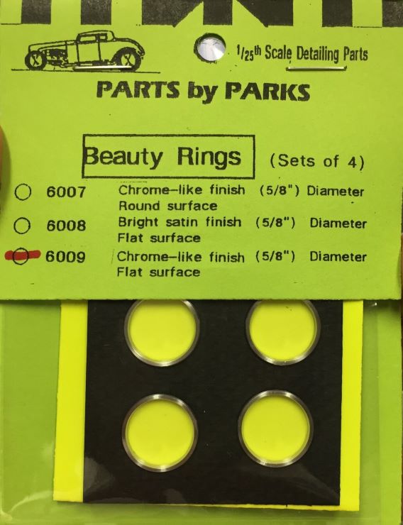 Parts By Parks 6009 1/24-1/25 Beauty Rings 5/8 dia. Flat Surface (Chrome Finish) (4)
