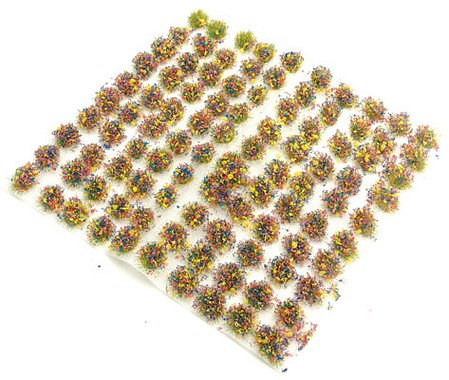 Peco PSG51 All Scale 3/16" 4mm Self-Adhesive Grass Tufts -- With Flowers pkg(100)
