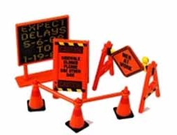 Phoenix Toys 16058 1/24 Roadside Accessories: Warning Signs, Cones, Barrier Bars