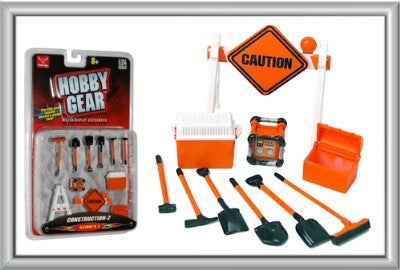 Phoenix Toys 16060 1/24 Construction Accessories: Caution Sign, Tool Box, Cooler, Generator, Shovels, Broom, Sledge Hammer, Pick Axe)