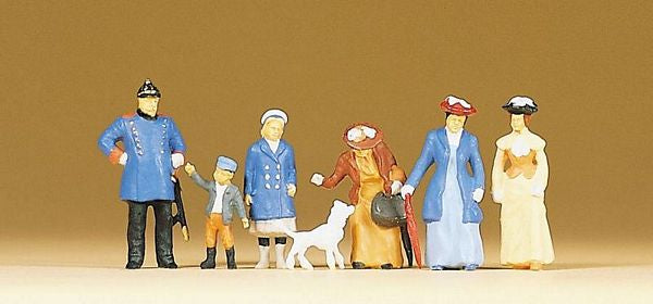 Preiser 12131 HO Scale 1900s Figures -- Passers-By, Police & Dog