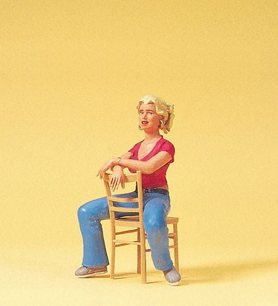 Preiser 45508 G Scale Pedestrian -- Young Woman Seated with Chair