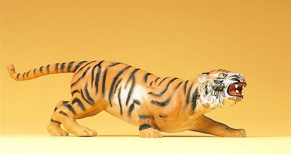Preiser 47512 44221 Scale Wild Animal Figures, 1/24 - 1/25 Scale -- Tiger Charging w/Teeth Bared