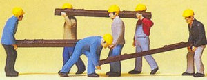 Preiser 10034 HO Railroad Workers Carrying Railroad Ties (6)