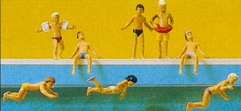 Preiser 10307 HO Children Swimming, Standing & Sitting at Pool (8)