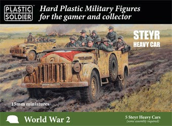 Plastic Soldier Co 1560 15mm WWII German Steyr Heavy Car (5) & Crew (30)