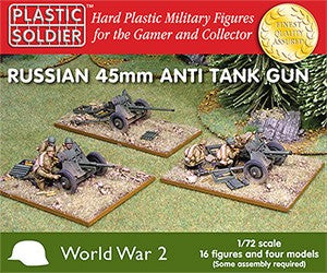 Plastic Soldier Co 7207 1/72 WWII Russian 45mm Anti-Tank Gun (4) & Crew (16)