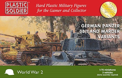 Plastic Soldier Co 7230 1/72 WWII German Panzer 38(t) Tank/Marder Variants (3) & Crew (30)