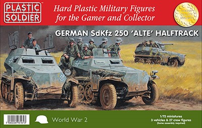Plastic Soldier 7231 1/72 WWII German SdKfz 250 Alte Halftrack (3) & Crew (27)