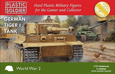 Plastic Soldier Co 7246 1/72 WWII German Tiger I Tank (3) & Crew (9)