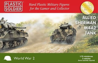 Plastic Soldier Co 7251 1/72 WWII Allied M4A2 Sherman Tank (3) & Crew (6)