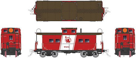 Rapido Trains 144006 HO Scale Northeastern-Style Steel Caboose - Ready to Run -- Central Railroad of New Jersey 91534 (red, black, white "Coast Guard" Stri