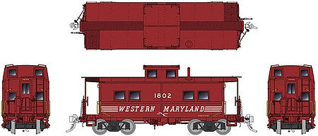 Rapido Trains 144025 HO Scale Northeastern-Style Steel Caboose - Ready to Run -- Western Maryland 1802 (Boxcar Red, Speed Lettering)