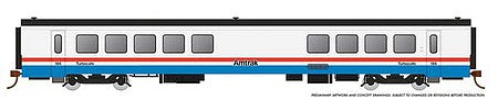 Rapido Trains 25106 HO Scale RTL Turboliner Coach-Snack Bar - Ready to Run -- Amtrak 186 (Phase III Late, white, red, blue, black)