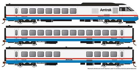 Rapido Trains 25503 HO Scale RTL Turboliner 5-Unit Train - Sound and DCC -- Amtrak Set 2; 152, 173, 174, 175, 153 (Phase III Late, white, red, blue, bla
