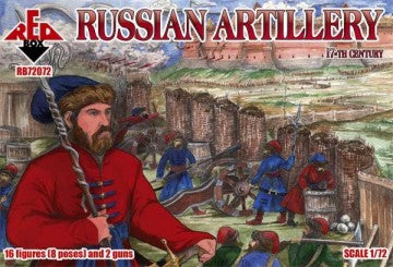 Red Box Figures 72072 1/72 Russian Artillery XVII Century (16 w/2 Guns)