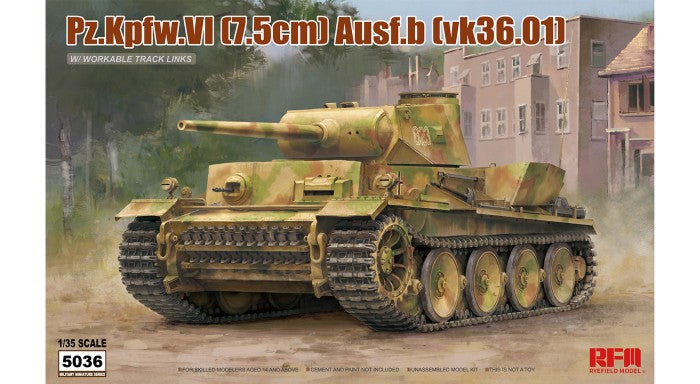 Rye Field Models 5036 1/35 German PzKpfw VI 7.5cm Ausf B (vk36.01) Tank w/Workable Track Links