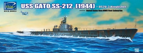 Riich Models 20002 1/200 WWII USS Gato SS212 Fleet Submarine 1944 w/OS2U3 Kingfisher Floatplane