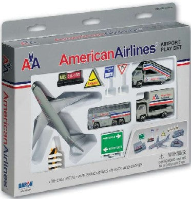 Realtoy 1661 American Airlines B757 Airport Die Cast Playset (13pc Set)