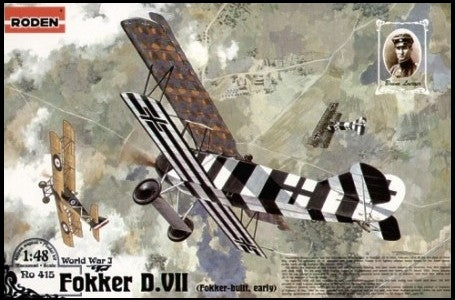Roden 415 1/48 Fokker D VII (Early) WWI German BiPlane Fighter