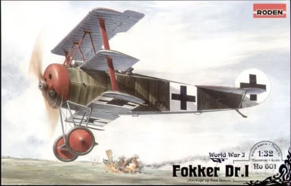 Roden 601 1/32 Fokker Dr I Red Baron WWI German Triplane Fighter