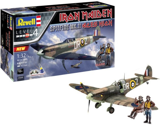 Revell 5688 1/32 Spitfire Mk II Aces High Iron Maiden Fighter & 2 Pilot Figures w/paint & glue