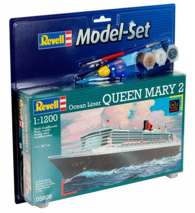 Revell 65808 1/1200 Queen Mary II Ocean Liner w/paint & glue (D)