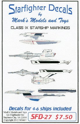 Starfighter Decals 27 Star Trek: Class IX Starship Markings for 4 to 6 Ships
