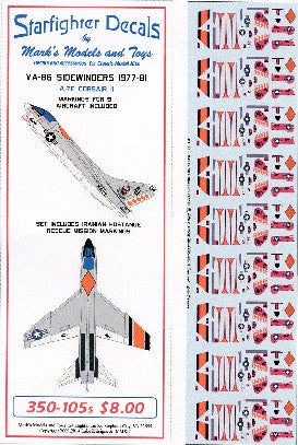 Starfighter Decals 350105 1/350 A7E Corsair II VA86 Sidewinders 1977-81 & Iranian Hostage Rescue Mission 