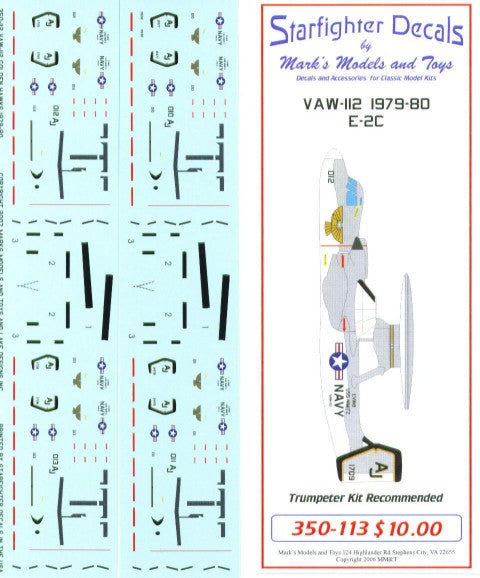 Starfighter Decals 350113S 1/350 E2C VAW112 1979-80 for TSM