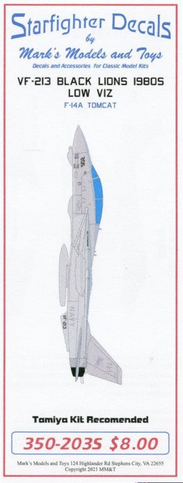 Starfighter Decals 350203 1/350 VF213 Black Lions 1980s Low Viz F14 Tomcat for TAM