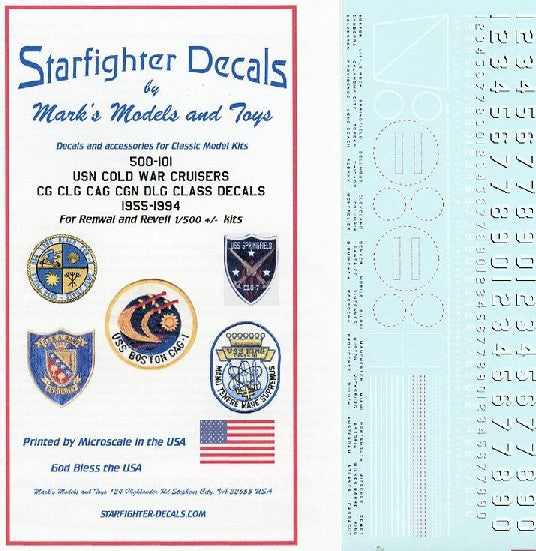 Starfighter Decals 500101 1/500 USN Cold War Cruisers CG, CLG, CAG, CGN, DLG Class 1955-1994 for RMX