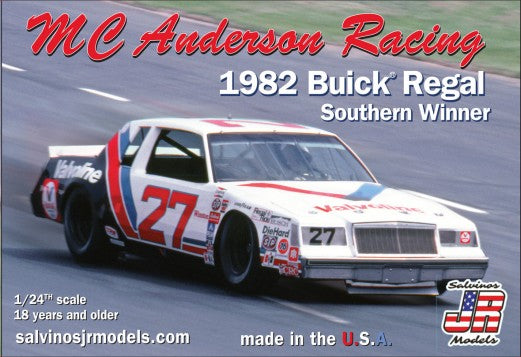 Salvinos Jr Models 19821 1/24 MC Anderson Racing Cale Yarborough #27 1982 Buick Regal Southern Winner Race Car
