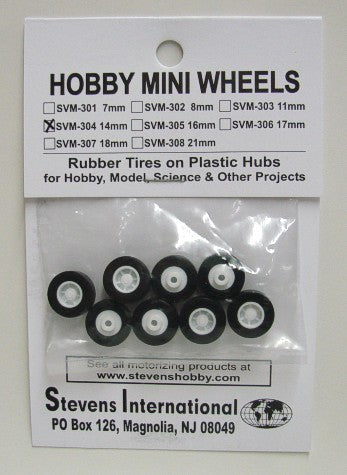 Stevens Motors 304 14mm Rubber Tires on Plastic Hubs (8) (D)