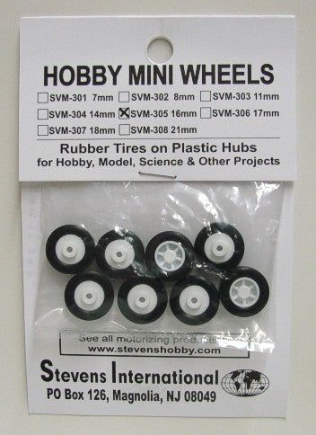 Stevens Motors 305 16mm Rubber Tires on Plastic Hubs (8) (D)