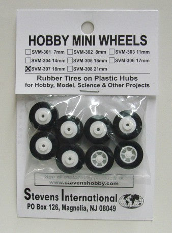 Stevens Motors 307 18mm Rubber Tires on Plastic Hubs (8) (D)