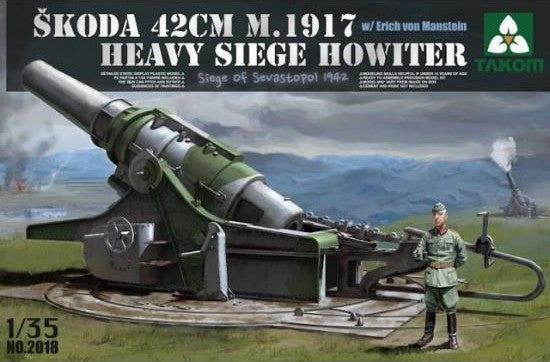 Takom 2018 1/35 Skoda 42cm M1917 Heavy Siege Howitzer Gun w/Erich von Manstein Figure