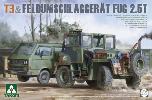 Takom 2141 1/35 Bundeswehr T3 Transporter Truck & Feldumschlaggerat FUG 2.5-Ton Forklift Truck (2 Kits)