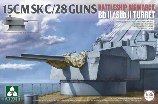Takom 2147 1/35 German Battleship Bismarck 15cm SK C/28 Guns BbII/StbII Turret