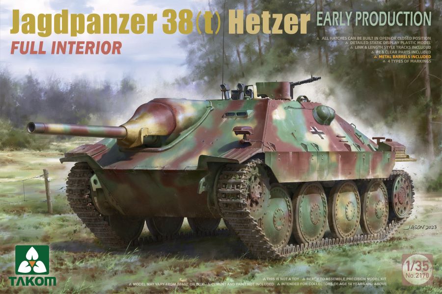 Takom 2170 1/35 Jagdpanzer 38(t) Hetzer Early Production Tank w/Full Interior