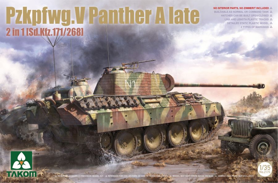 Takom 2176 1/35 PzKpfwg V SdKfz 171/268 Panther A Late Tank (2 in 1)