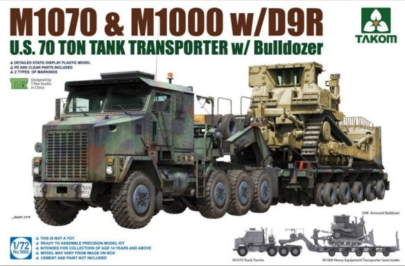 Takom 5002 1/72 US M1070 Truck Tractor & M1000 70-Ton Tank Transporter w/D9R Bulldozer
