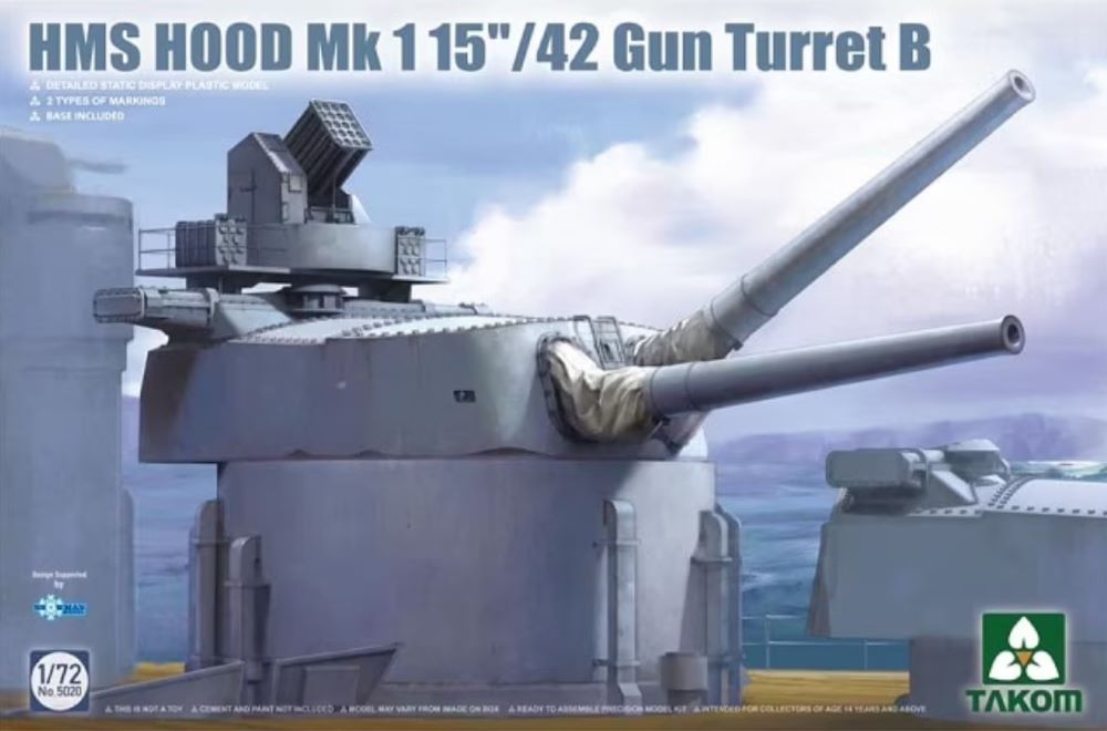 Takom 5020 1/72 HMS Hood British Battlecruiser Mk1 15"/42 Gun Turret B
