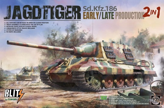 Takom 8001 1/35 Jagdtiger SdKfz 186 Early/Late Production Tank (2 in 1)