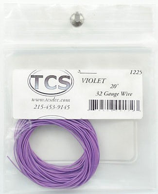 Train Control Systems (TCS) 1225 All Scale 32 Gauge Wire 20' 6.1m Roll -- Violet (Purple)