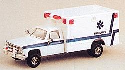 Trident Miniatures 90044 HO Scale Military - United States Air Force (Modern) - Light Trucks -- Chevrolet Pickup Cab Ambulance (white, blue)