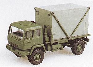 Trident Miniatures 90125 HO Scale Military - US/NATO - Medium Tactical Vehicles/Trucks (Assembled Plastic) -- M1079 2.5-Ton Single Axle Flatbed Van with S-280 Shelter Load