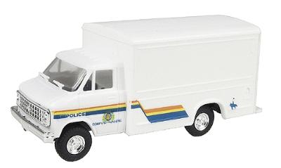 Trident Miniatures 90261 HO Scale Chevrolet 1-Ton Box Van - Emergency - Police Vehicles -- Royal Canadian Mounted Police (white, Red & Blue Stripes)