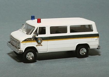 Trident Miniatures 90314 HO Scale Chevrolet Van - Emergency - Police Vehicles -- Quebec Provincial Security Police Force (white, Black & Yellow Stripes)